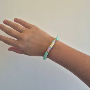 Teal & Pink Claybead Bracelet